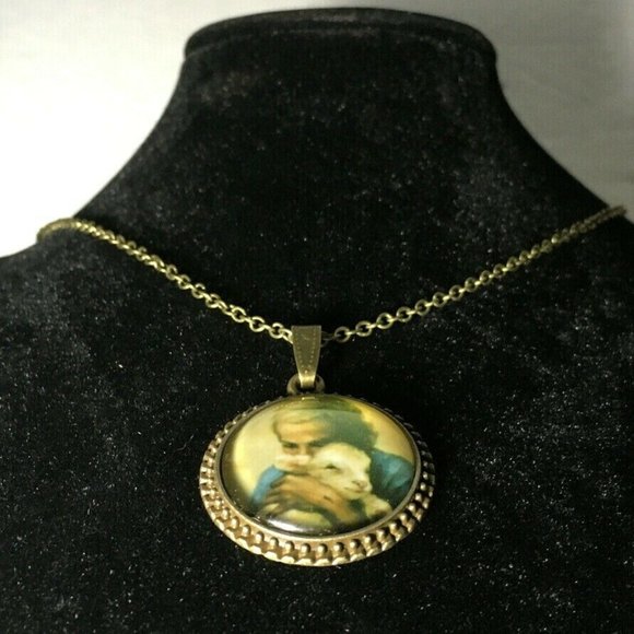 Jesus and Lamb The Lord is My Shepherd Necklace - Picture 2 of 12